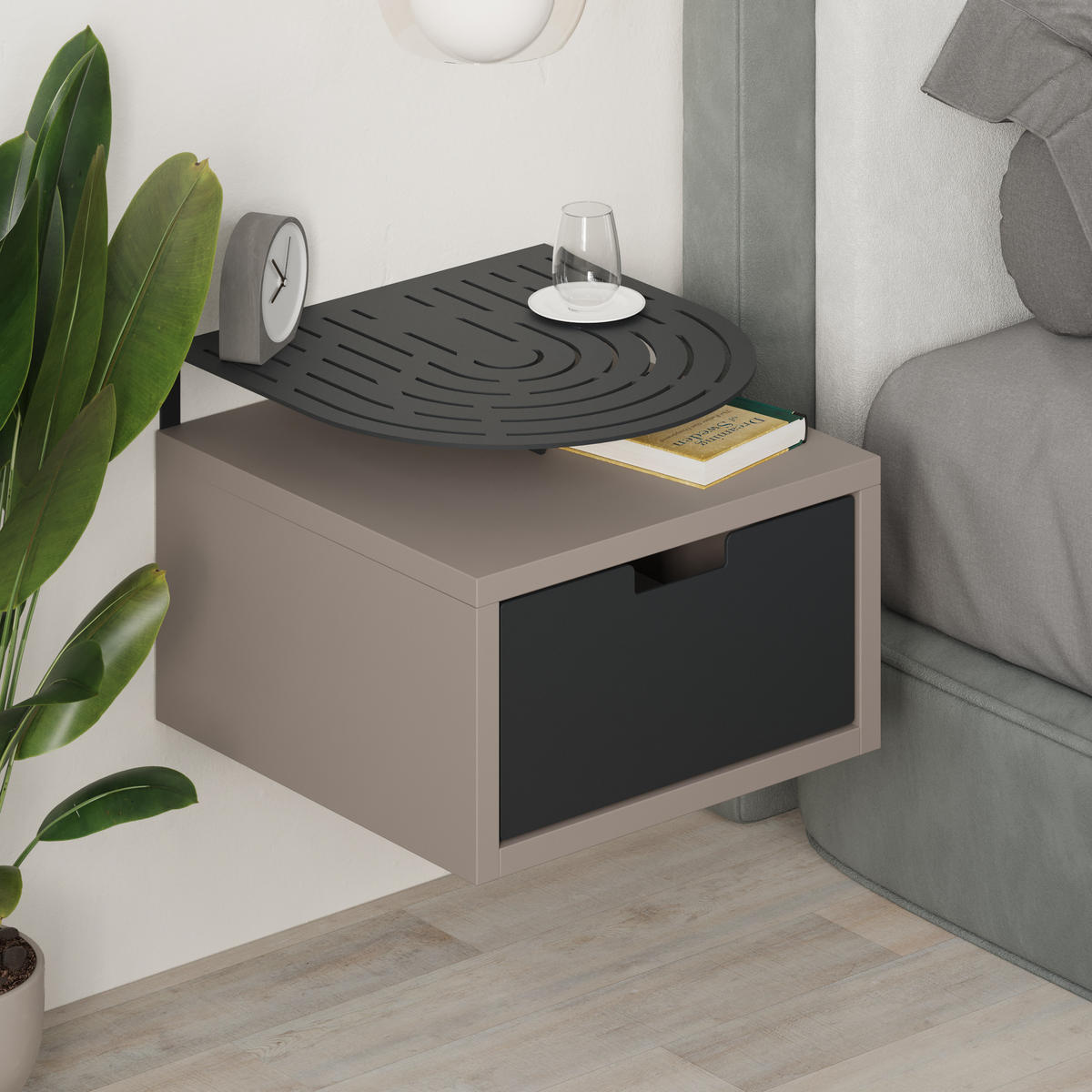 NACHTTISCH Oslo Mocha 33/24/33 cm - Mokka, Holzwerkstoff (33/23.9/33.3cm) - Decortie
