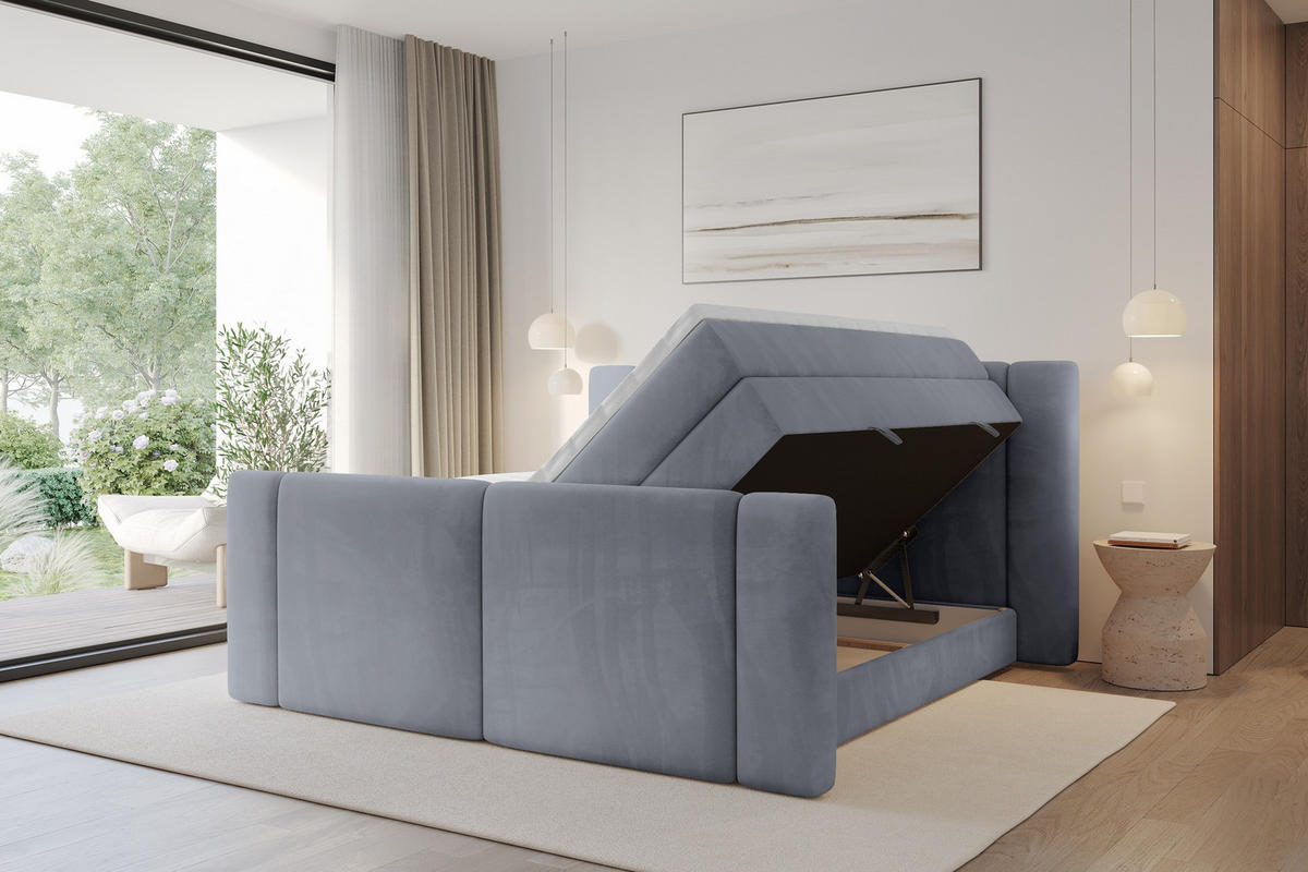 BOXSPRINGBETT mit Matratze H3/H4 - EVON KING Zanozek - 160x200 cm Grau - Grau, Holzwerkstoff (160/200cm) - ALTDECOR