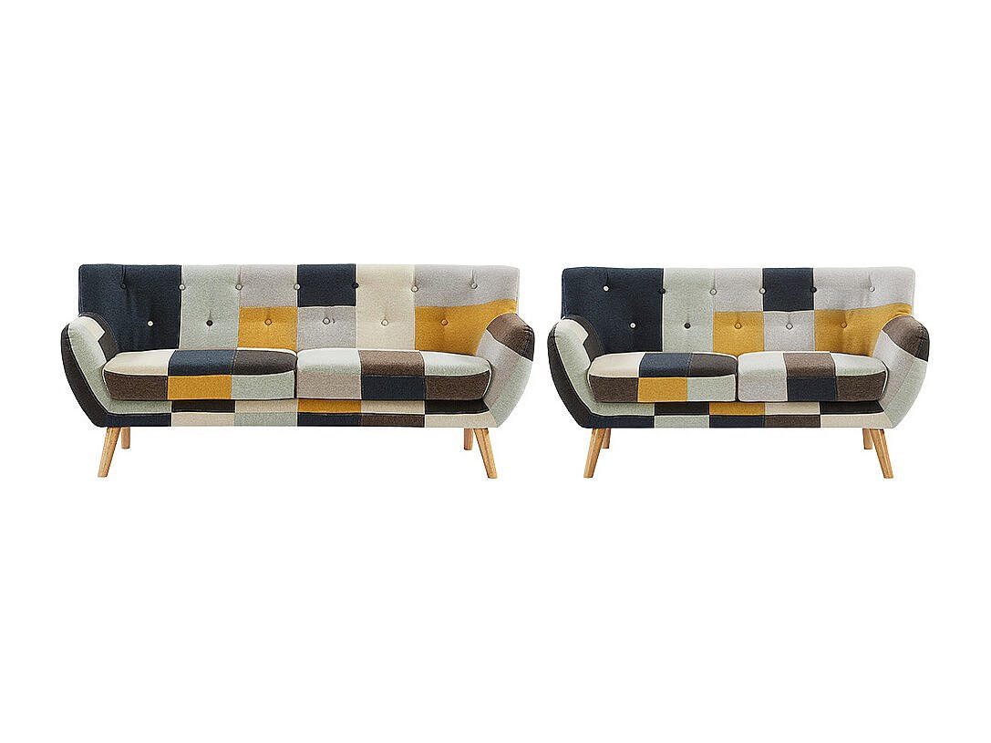 COUCHGARNITUR - 5 Personen - stoff - mehrfarbig Serti - Multicolor, Holz/Textil (188/81/80.5cm) - Vente-Unique