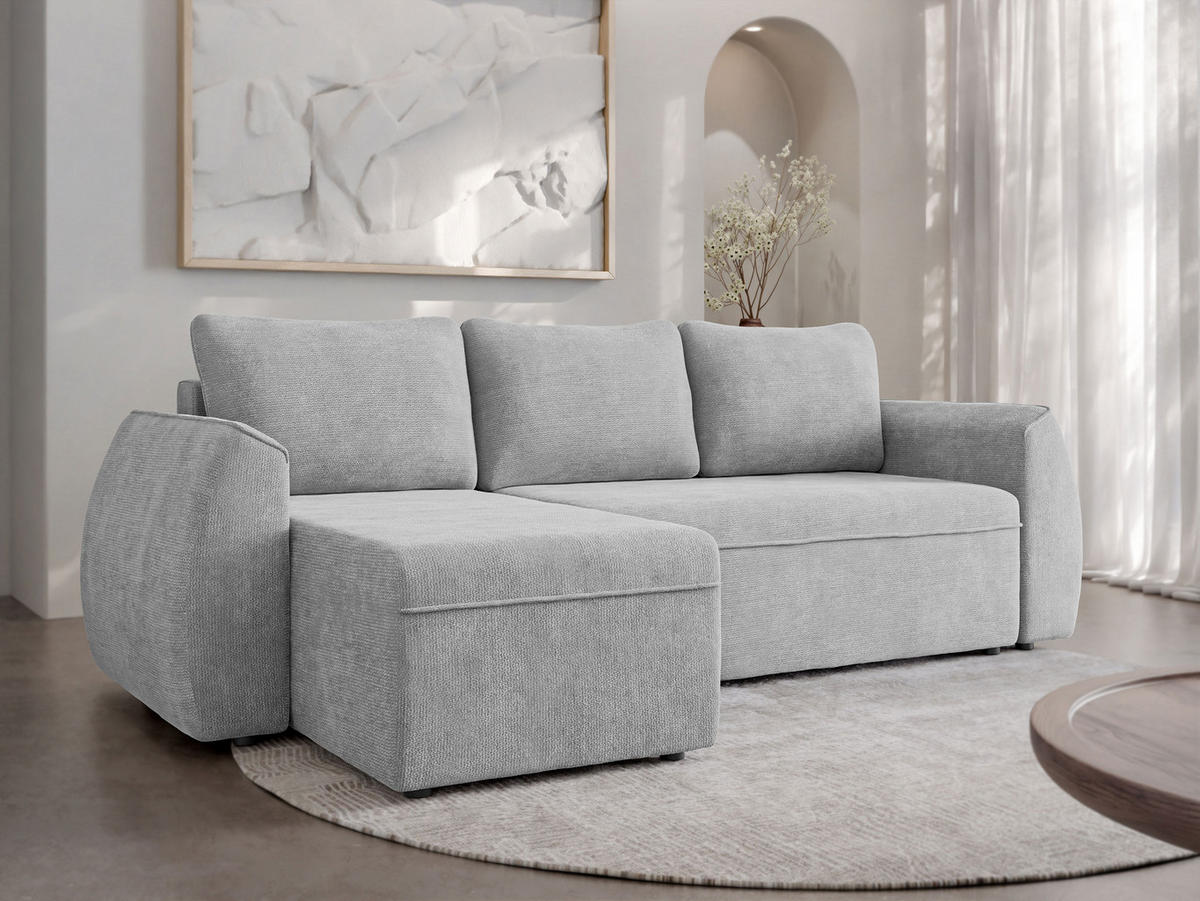 ECKSCHLAFSOFA Darlan - Hellgrau/Schwarz, Holz/Kunststoff (245/143cm) - MIRJAN24