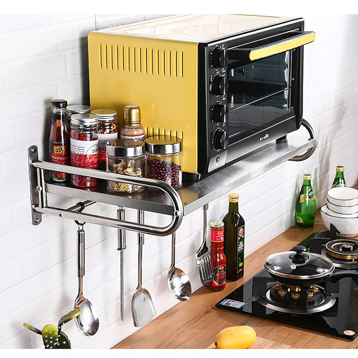MIKROWELLENREGAL 53×38×18 cm - Schwarz, Metall (37.5/18/48cm) - Aimax