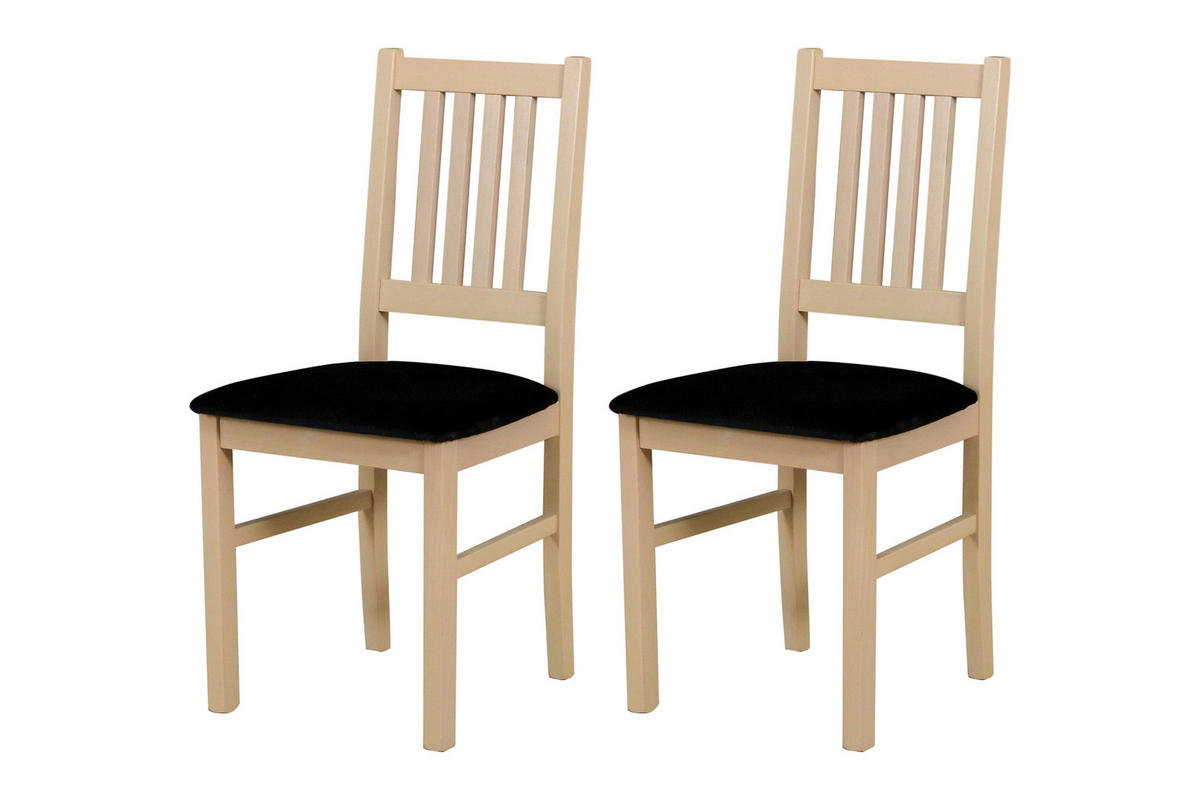 STUHL Bos 1 (2er Set) - Schwarz/Sonoma Eiche, Holz (43/94/40cm) - Leaf Design