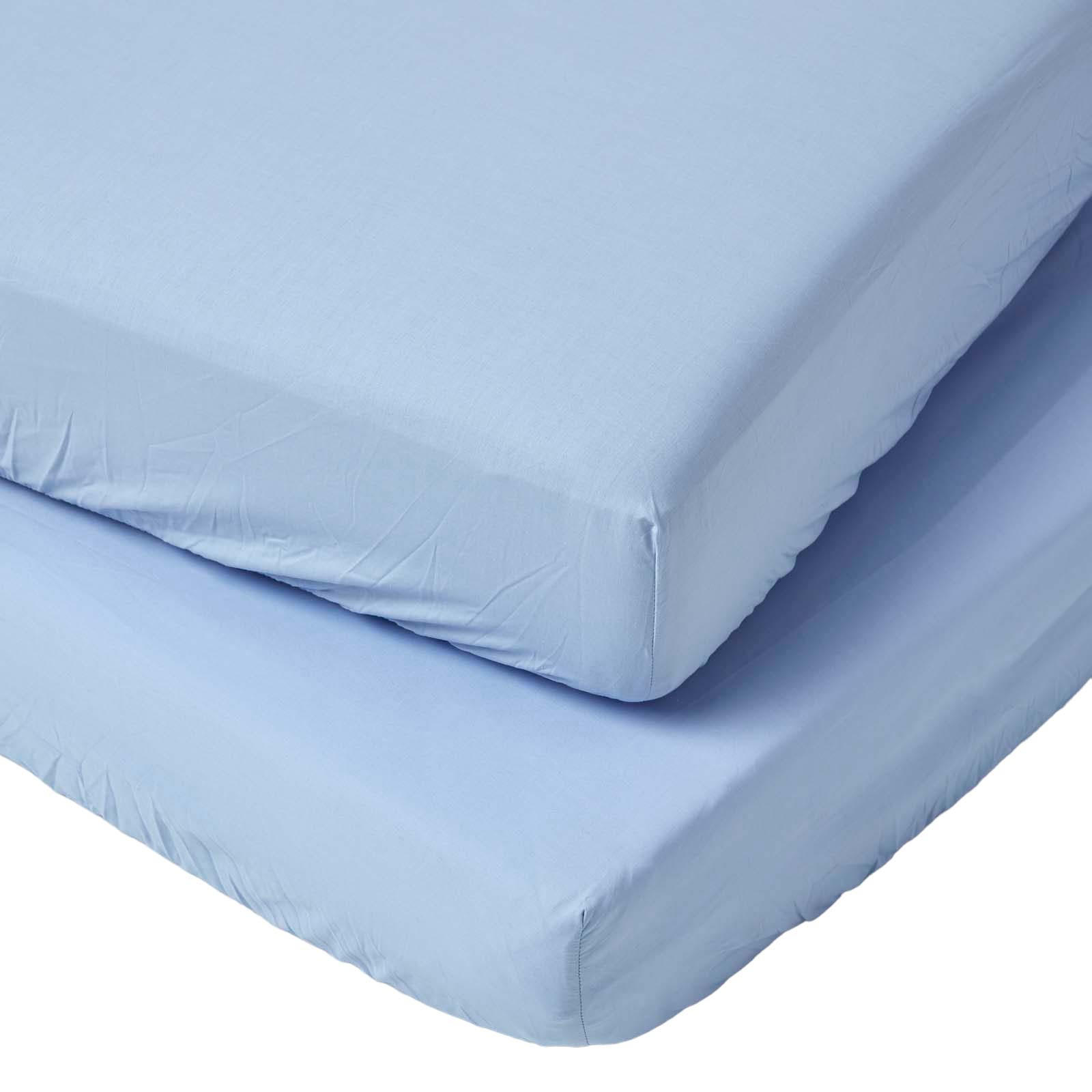 BABY-SPANNBETTLAKEN 2er-Set, Ägyptische Baumwolle, 60/120 cm - Blau, Textil (60/120cm) - Homescapes