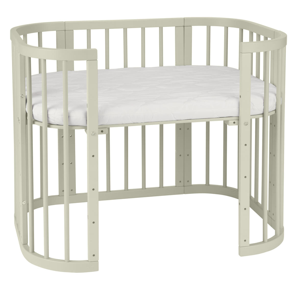 BABYBETT OLIVE, 5in1 mit Matratze - Olivgrün, Holz (65.5/92cm) - waldin
