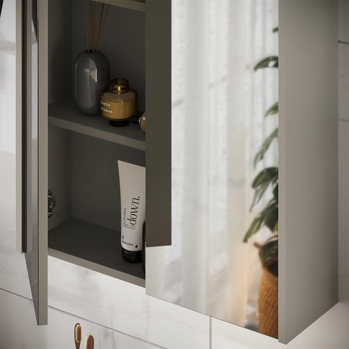 SPIEGELSCHRANK Ruford Cashmere 60 x 75.8 cm mit 3 geschlossenen Fächern - Kaschmir, Holzwerkstoff (60/75.8/18cm) - Vicco