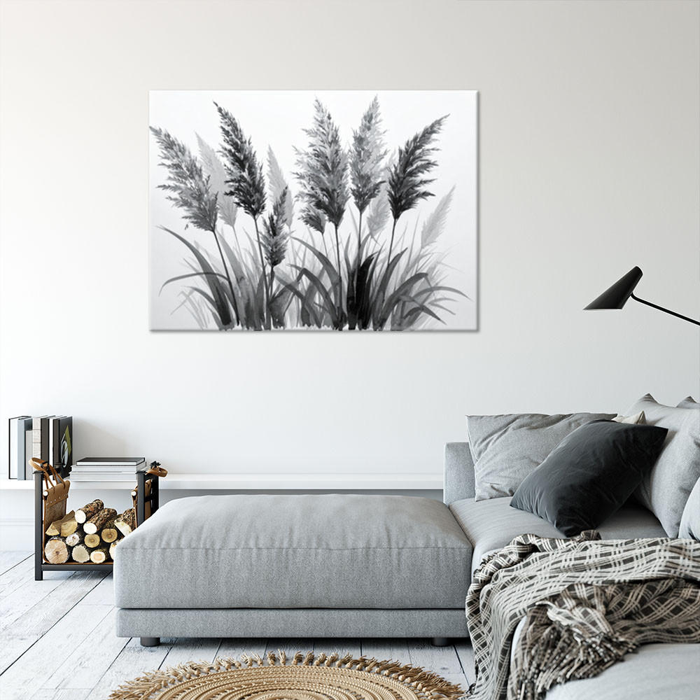 LEINWANDBILD Pampasgras 120x80cm - Schwarz, Textil (120/80cm) - Feeby