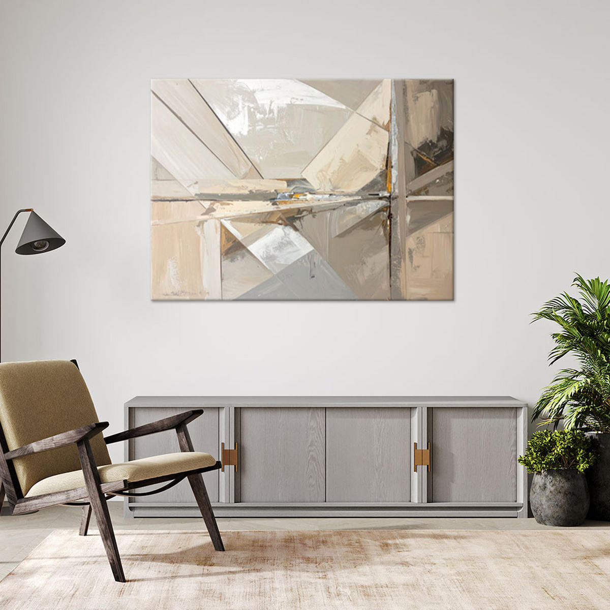 BILD auf Leinwand, Abstrakt in Beigetönen - Beige, Textil (120/80cm) - Feeby