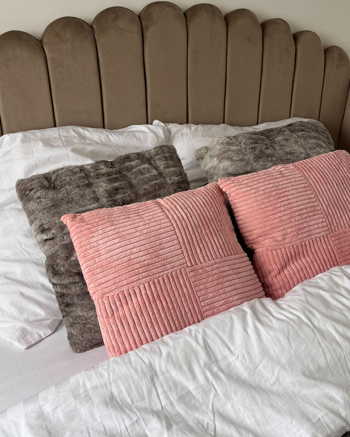 DEKOKISSEN CORD 2er-Set Rosa 43/43 cm Millet - Pink, Textil (43/43cm) - Beliani