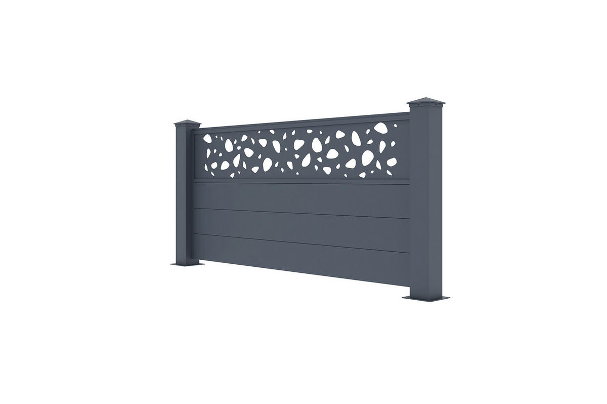 VORGARTENZAUN 2er-Set Sunny grau 1,9m H.90cm aluminium - Grau, Metall (310/89cm) - Casanoov