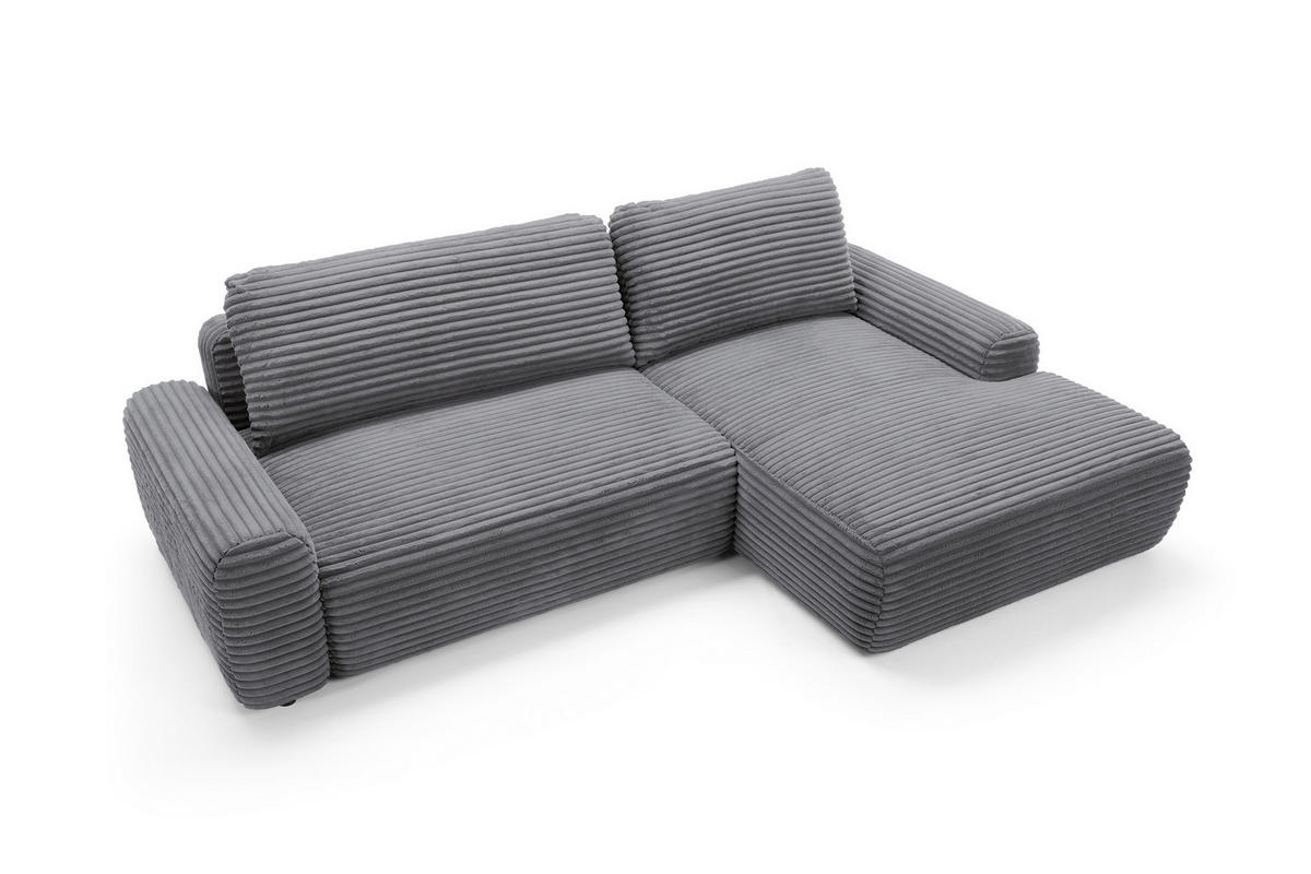 ECKSOFA Cordina Anthrazit, mit Schlaffunktion und Bettzeugbehälter, rechte seite - Anthrazit, Holzwerkstoff (264/162cm) - Bettso