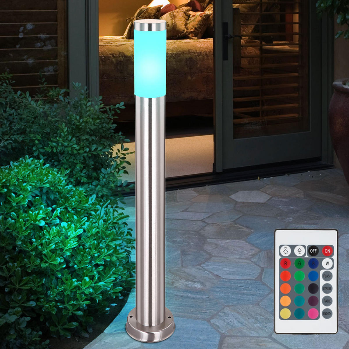 LED WEGELEUCHTE Edelstahl Silber 4er Set - Silberfarben, Metall (11/80/80cm) - Globo Lighting