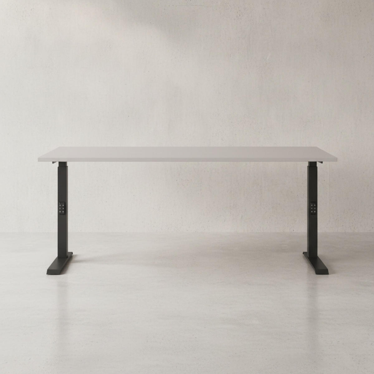 SCHREIBTISCH höheneinstellbar "Stuttgart" 68-91cm Kaschmir/Schwarz 180x80cm, C-Fuß - Beige, Holzwerkstoff/Metall (80/180/91cm) - KADIMA DESIGN