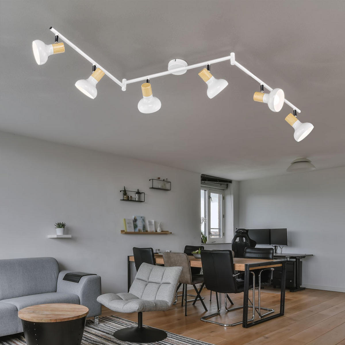 LED DECKENLEUCHTE Metall Holzoptik Weiß - Weiß, Metall (150/13/16cm) - Wofi