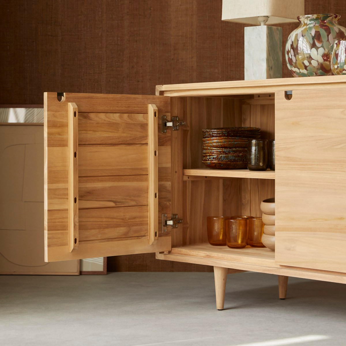 SIDEBOARD Jonàk Natur aus Teak - Naturfarben, Holz (145/76/45cm) - Tikamoon