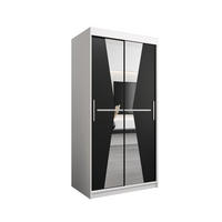 SCHWEBETÜRENSCHRANK 200/100/62 2-türig - Silberfarben/Schwarz, Holz/Kunststoff (100/200/62cm) - Abiks Möbel