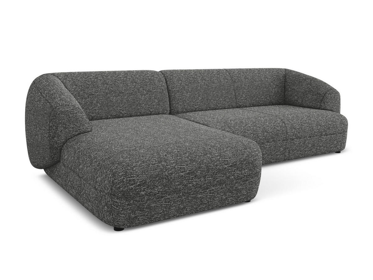 ECKSOFA links Strukturstoff Stoff Grau - Dunkelgrau/Schwarz, Kunststoff/Textil (156/280cm) - Makamii