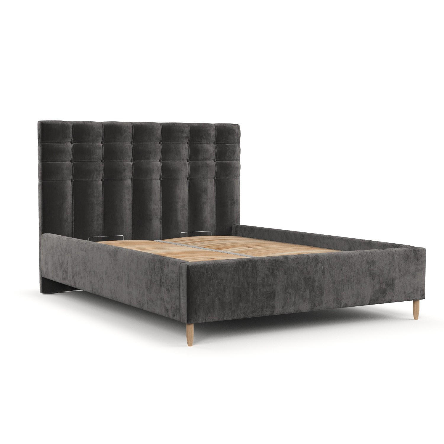 POLSTERBETT Soma 120/200 cm Anthrazit im Lotta Stoff - Anthrazit/Naturfarben, Holz/Holzwerkstoff (120/200cm) - AltaBeds