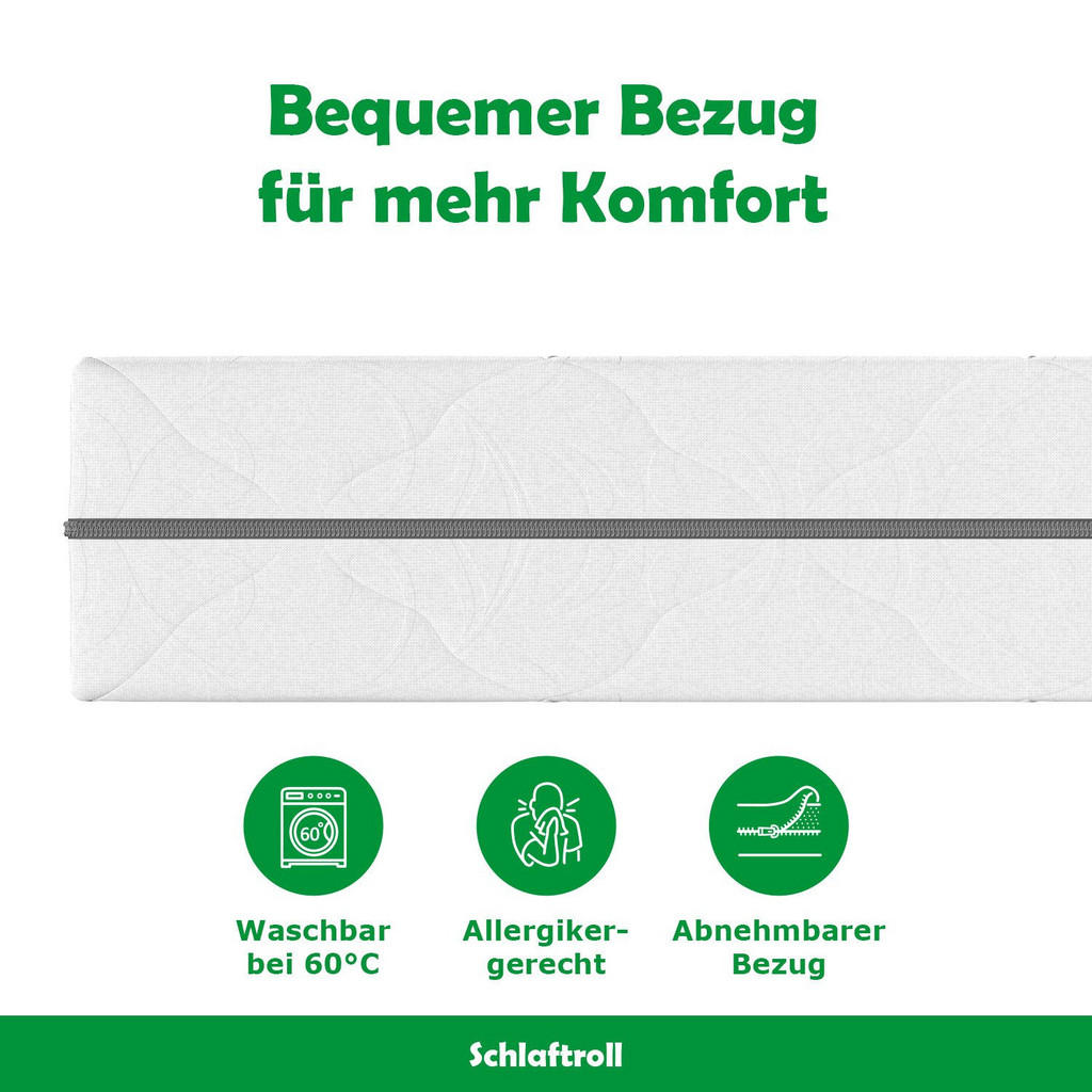 Thumbnail - Schlaftroll Taschenfederkernmatratze, Weiß, Textil, Rechteckig, 140x200 cm, Oeko-Tex® Standard 100, Schlafzimmer, Matrat...
