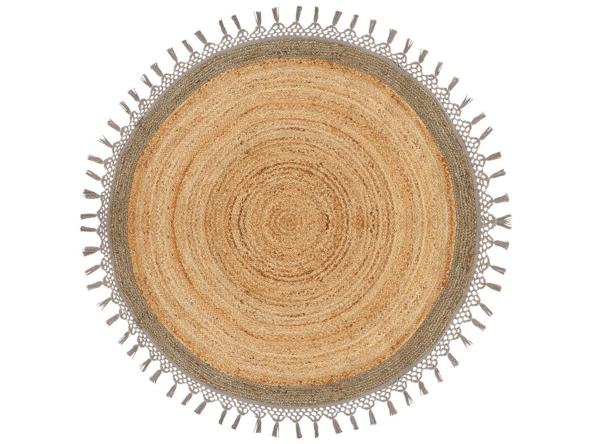 TEPPICH geflochten Marts 140/140 cm - Beige, Naturmaterialien (140/140cm) - Beliani