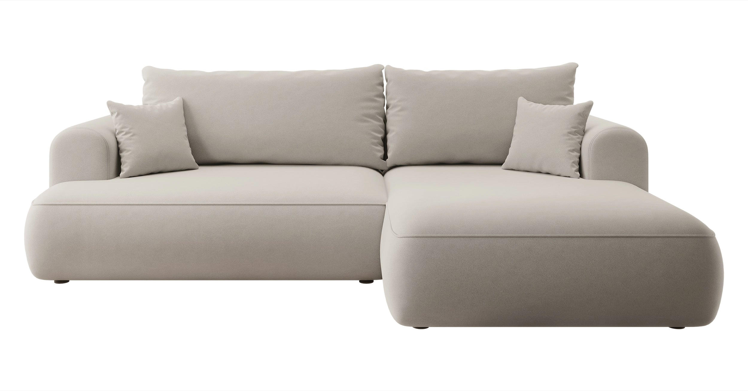 ECKSOFA Ovo Hellbeige Velours - Ecru/Schwarz, Kunststoff/Textil (260/165cm) - Selsey