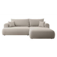ECKSOFA Ovo Hellbeige Velours - Ecru/Schwarz, Kunststoff/Textil (260/165cm) - Selsey