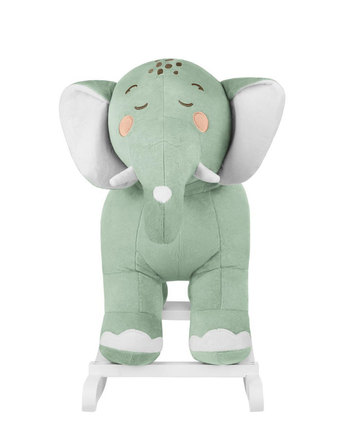 SCHAUKELTIER Elefant grün Plüsch, Holzgriffe, Holzkufen, ab 18 Monate, bis 30 kg, Sound - Grün, Textil (26/52/64cm) - Kikka boo