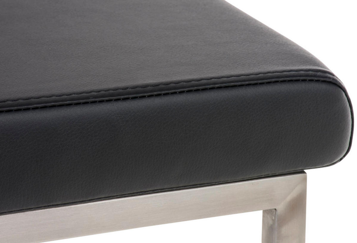 STUHL 2er Set Lederlook Schwarz - Edelstahlfarben/Schwarz, Textil/Metall (40/88/50cm) - CLP