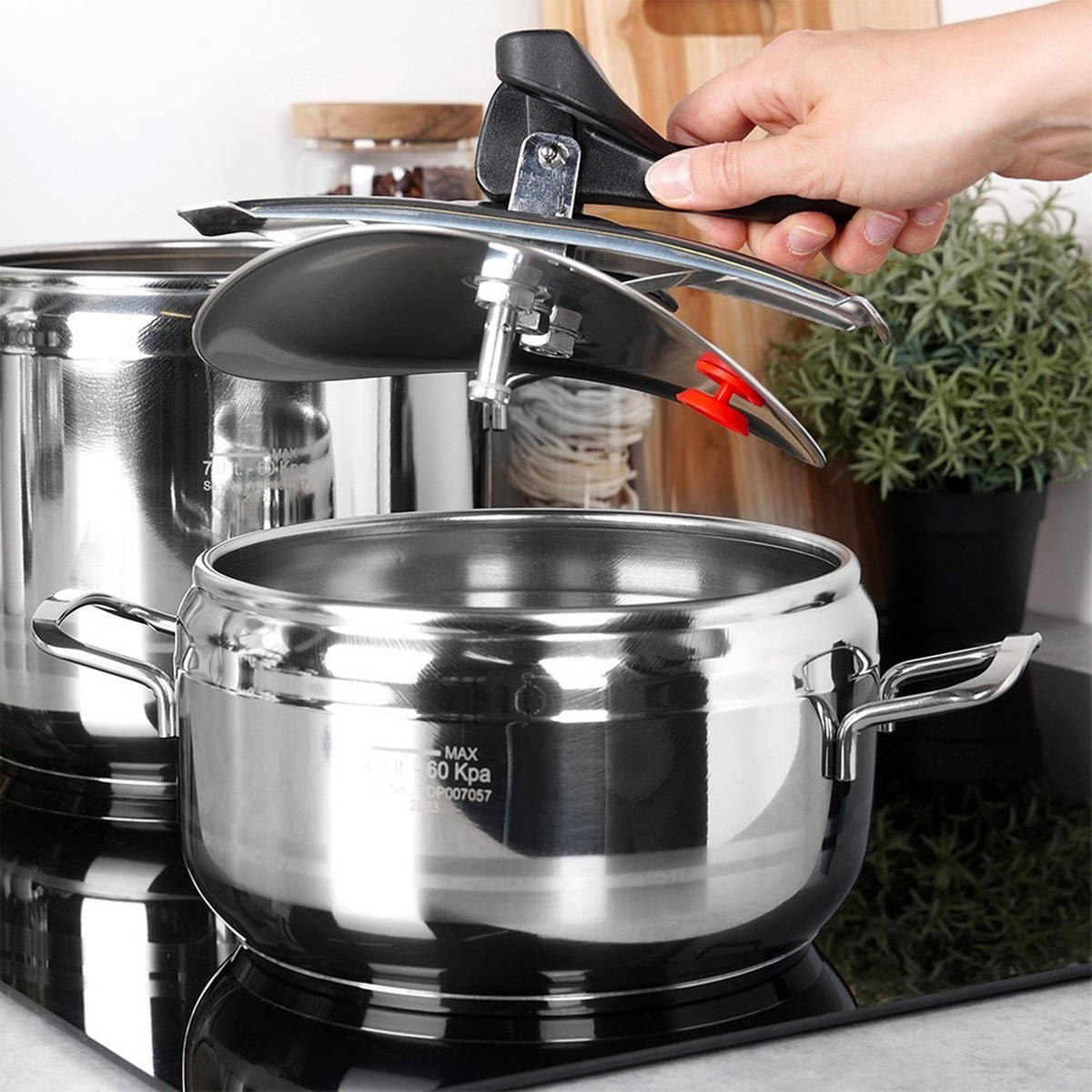 SCHNELLKOCHTOPF-SET Profi 2-teilig silber - Silberfarben, Metall (7L) - Orion 