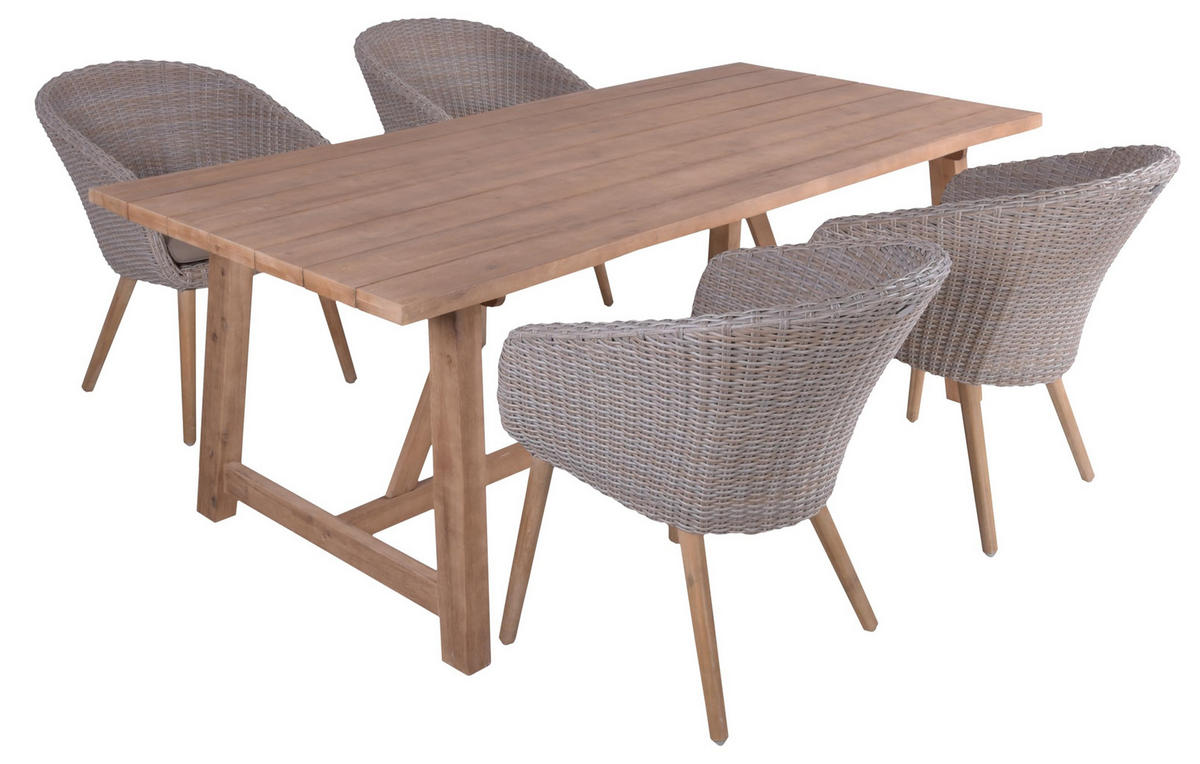 GARTEN-SITZGRUPPE Peer 5-teilig Gartenmöbel-Set - Braun, Holz - DELUKE