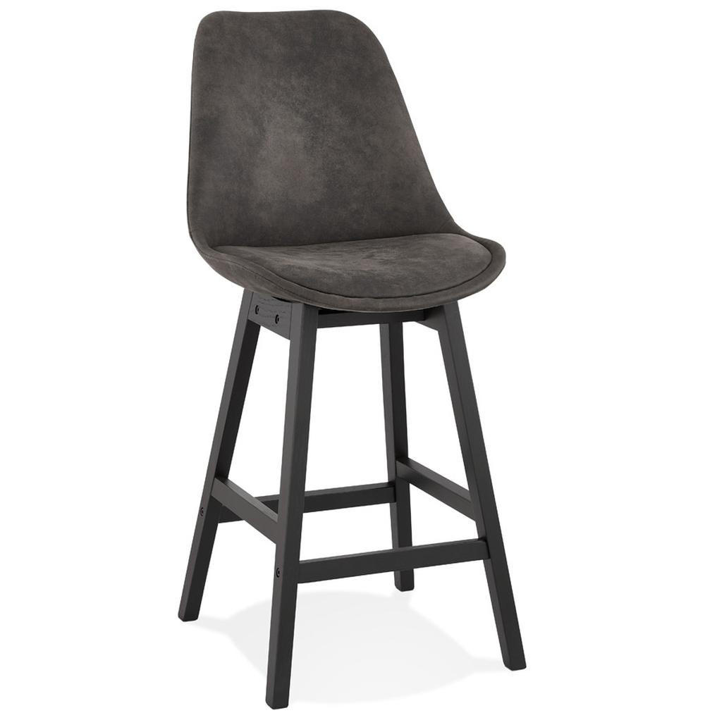 BARHOCKER Mikrofaser Massivholzbeine Sitzhöhe 66cm Skandi-Stil NIXARA MINI, Anthrazit-Schwarz 48x56x103 cm - Anthrazit/Schwarz, Eichenholz/Textil (48/103/56cm) - KADIMA DESIGN