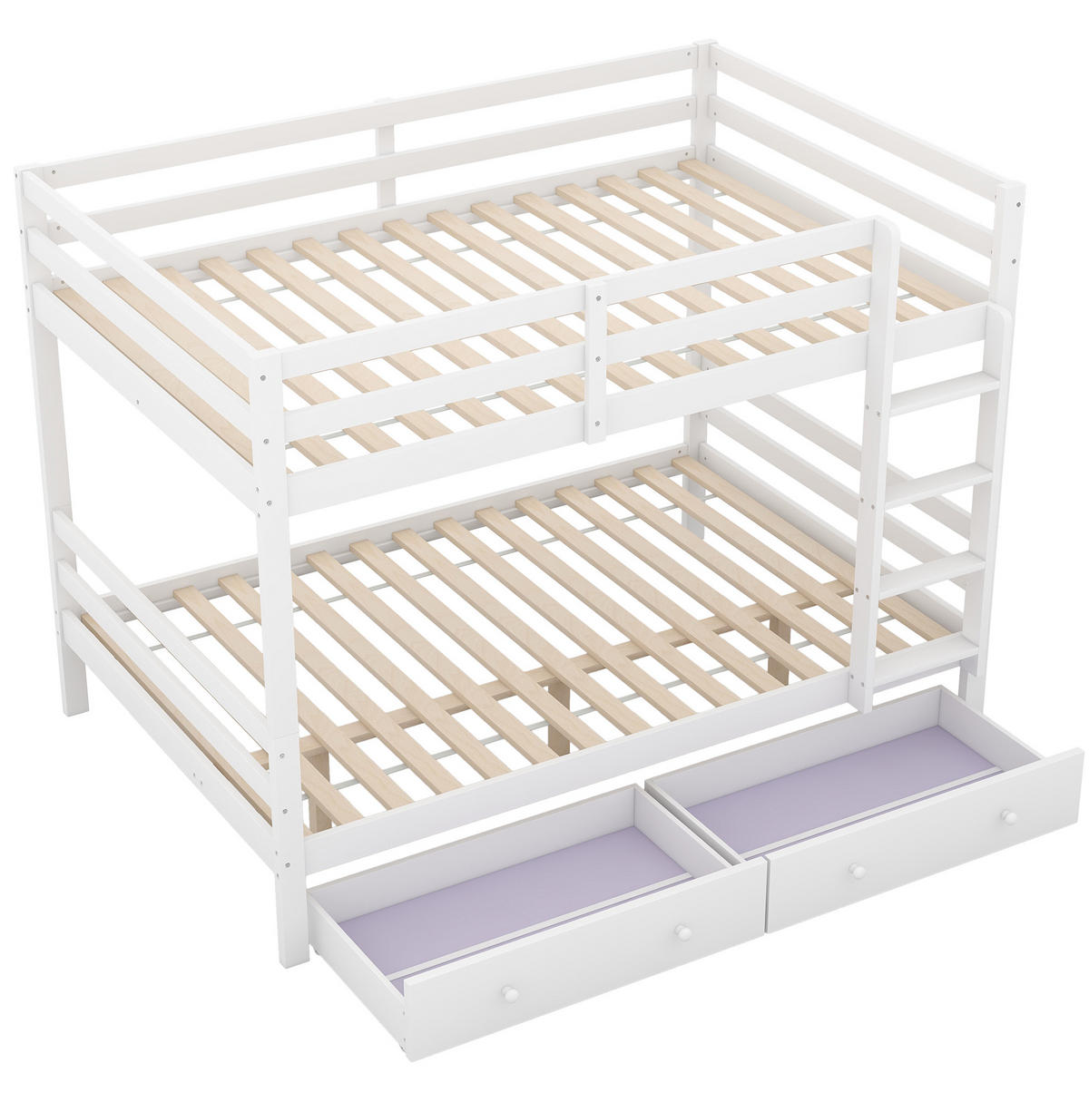 ETAGENBETT 140/200 cm Weiß mit Schubladen und Treppe - Weiß, Holz (140/200cm) - BEAOK