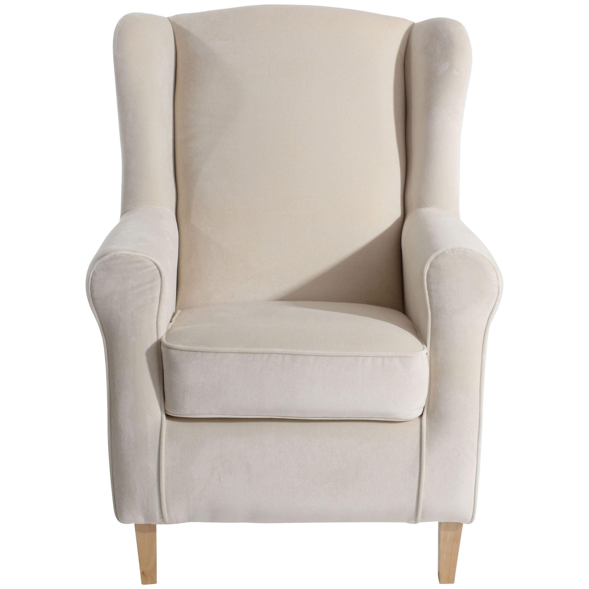 OHRENSESSEL Karlen Bezug Samtvelours Buche natur / creme - Buchefarben/Creme, Kunststoff (86/103/77cm) - 58aufmkessel