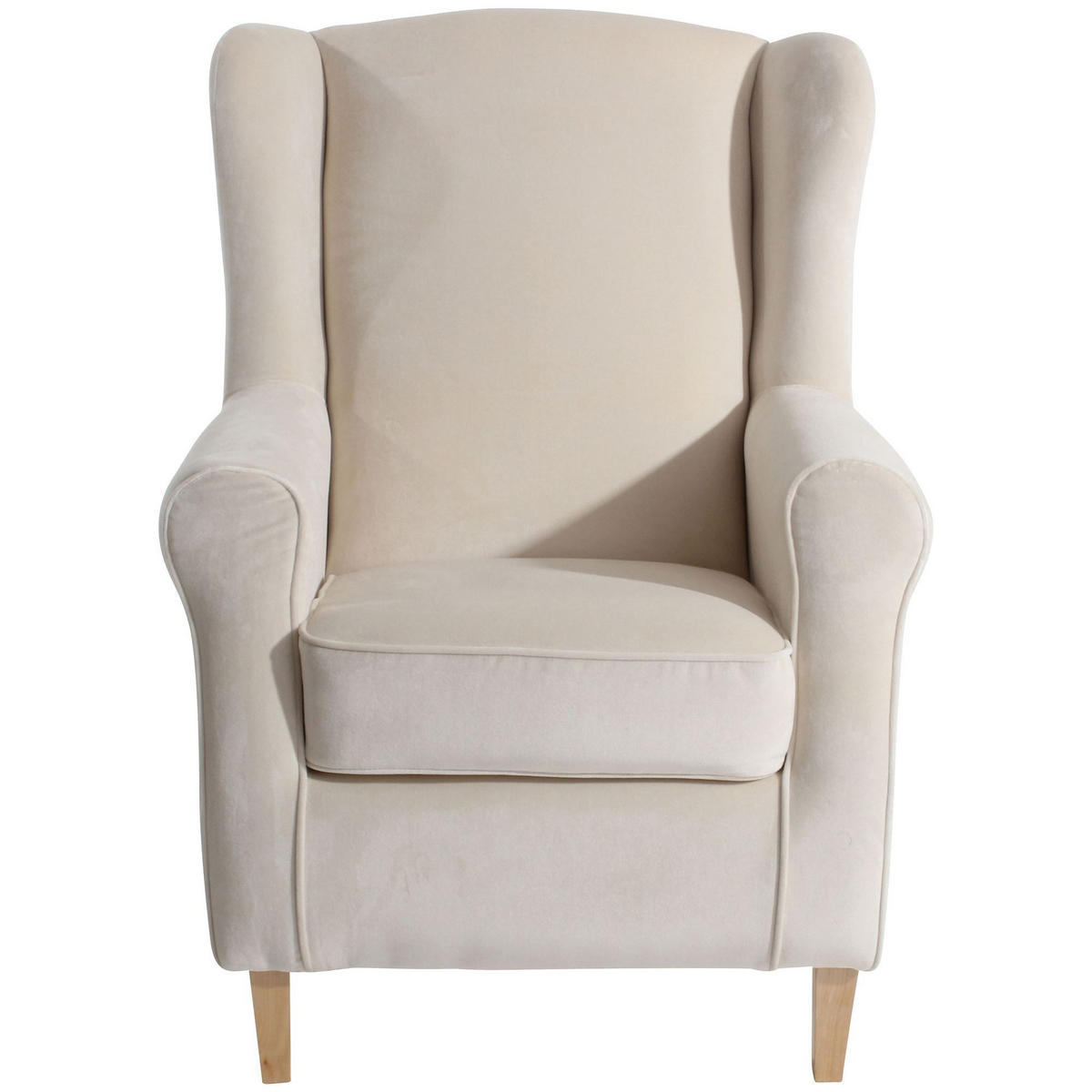 OHRENSESSEL Karlen Bezug Samtvelours Buche natur / creme - Buchefarben/Creme, Kunststoff (86/103/77cm) - 58aufmkessel