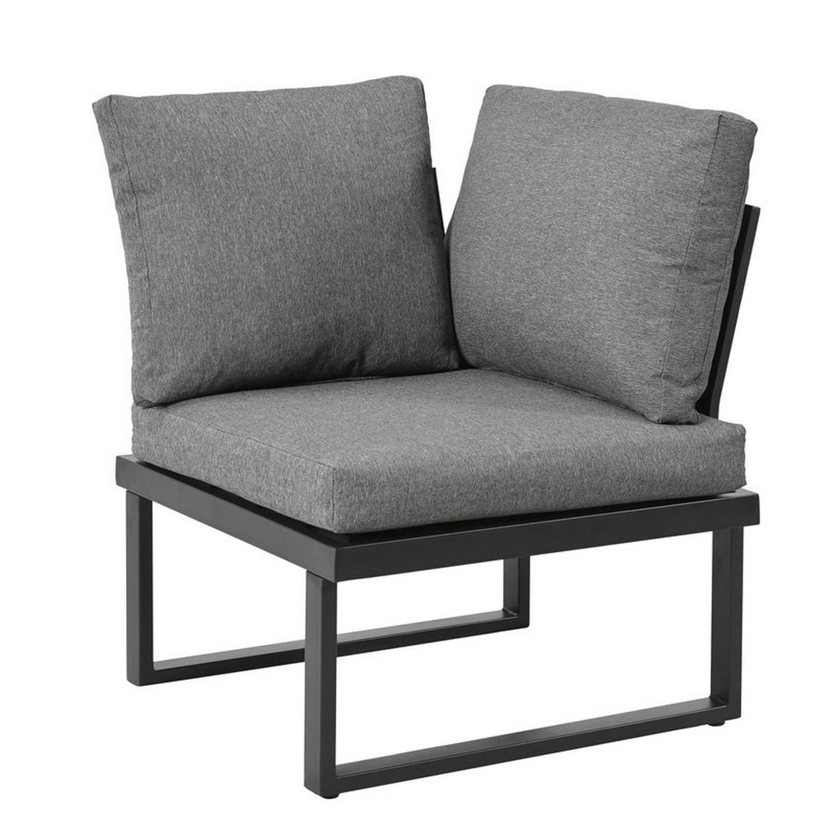 GARTEN-ESSGRUPPE GRAU mit 5-stufig verstellbarer Lehne und Kunststoff-Holz-Tisch - Grau, Textil - BLACKCUP