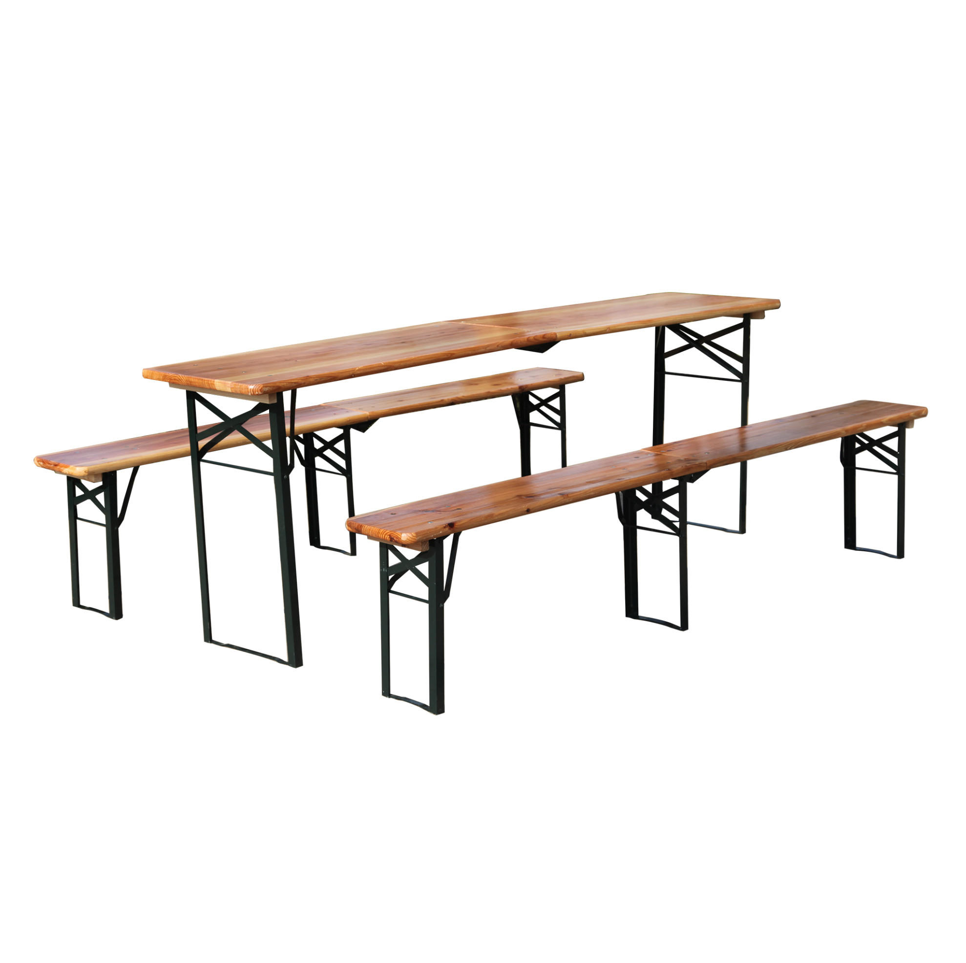 GARTENMÖBELSET aus Massives Holz und Metall 220 x 50 x 78 cm natur klappbar - Naturfarben, Metall - Modfu