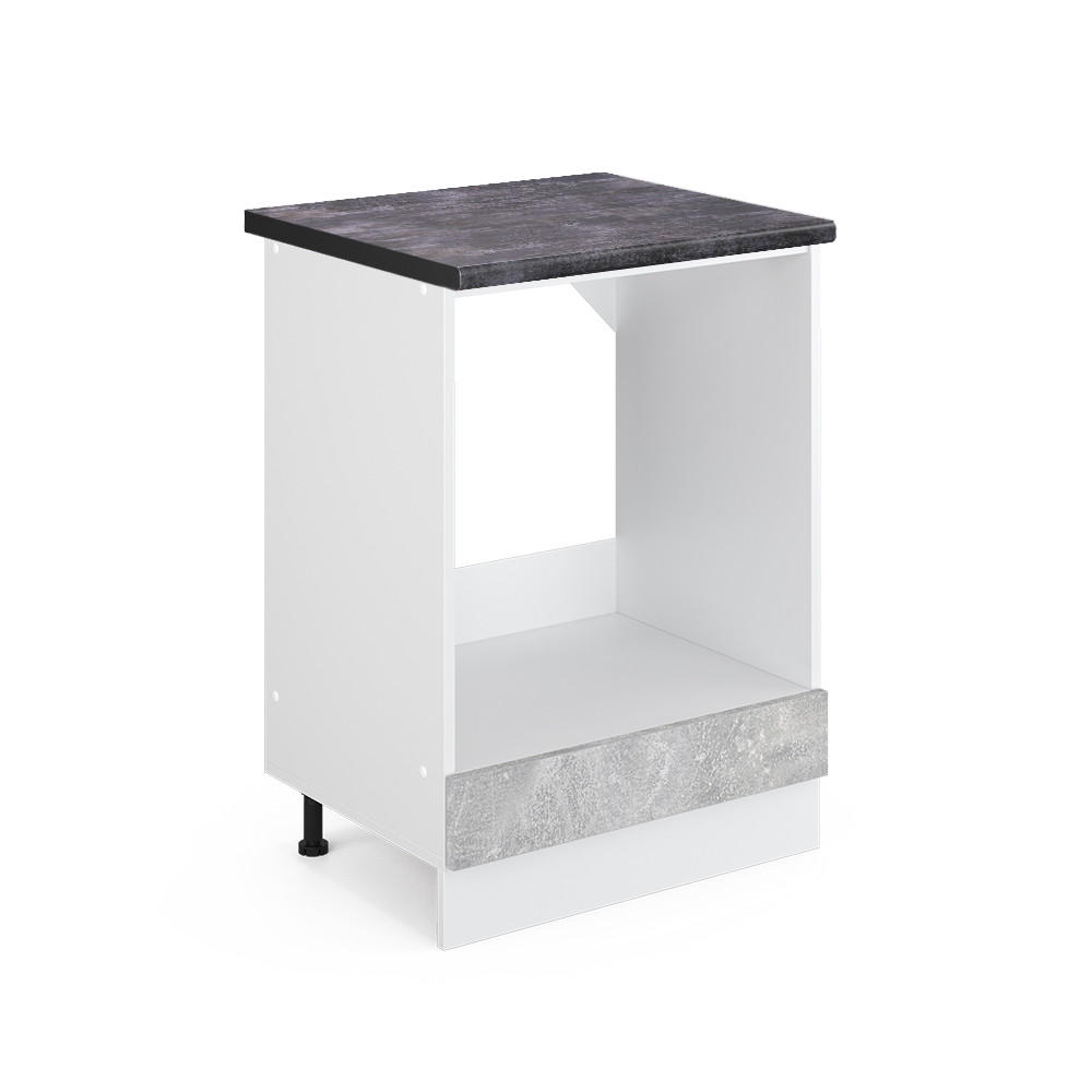 HERDUMBAUSCHRANK R-Line Beton 60 cm, AP Anthrazit - Schieferfarben/Weiß, Holzwerkstoff (60/81.6/60cm) - Vicco