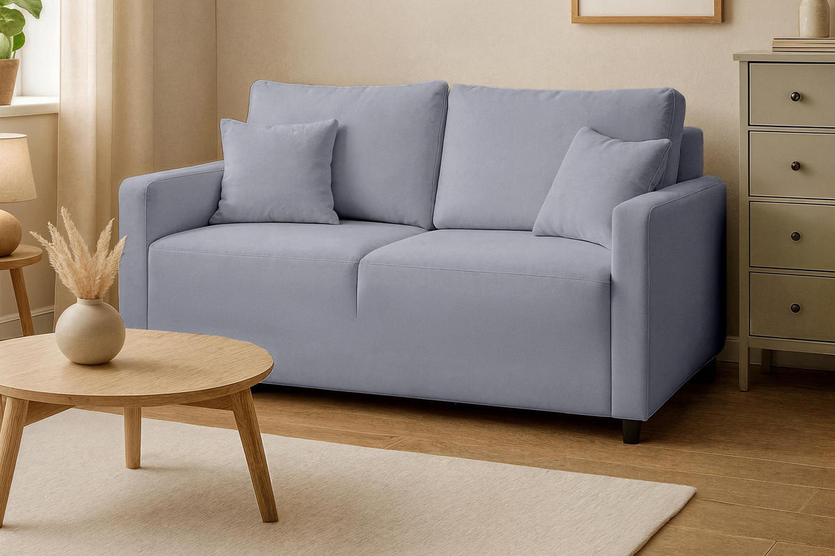 SOFA Mira Grau, Zweisitzer Sofa, mit Schlaffunktion - Grau, Holzwerkstoff/Textil (170/99/114cm) - Bettso