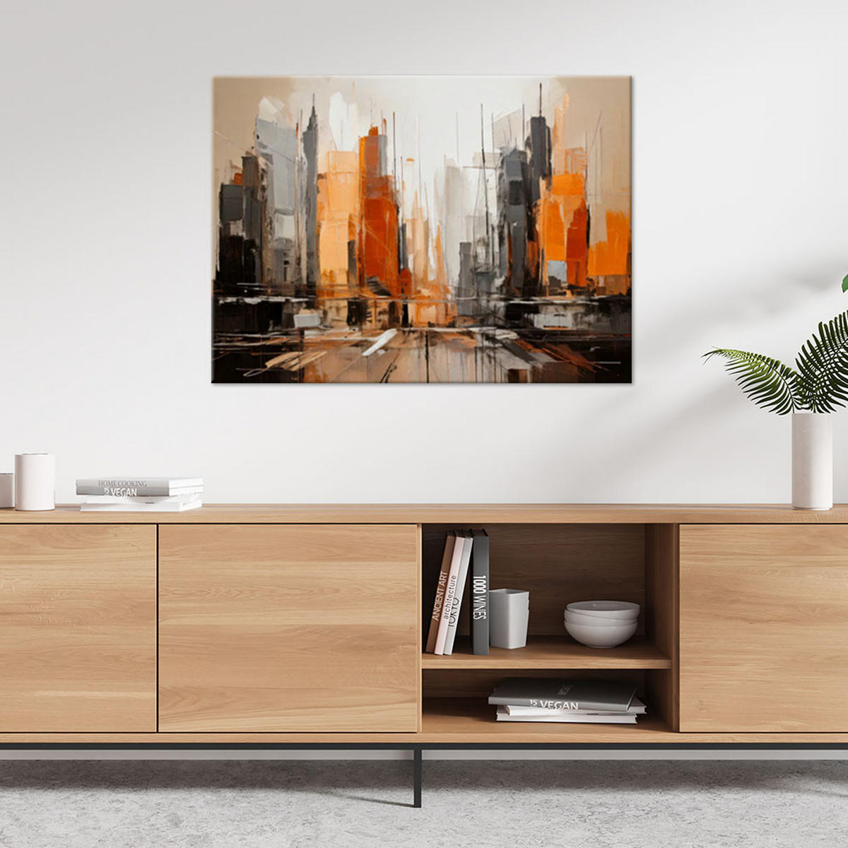 LEINWANDBILD Abstraktion 100x70cm - Orange, Textil (100/70cm) - Feeby