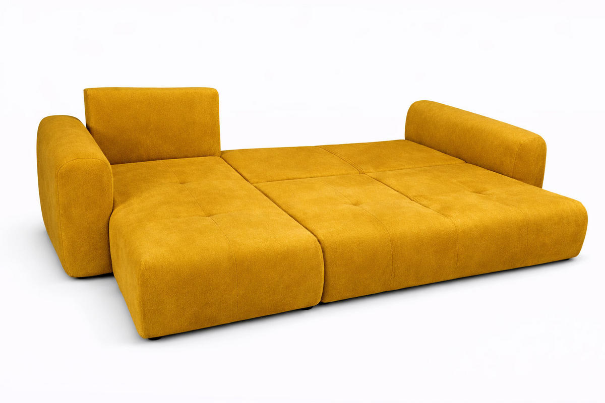 ECKSOFA Mit Schlaffunktion Und Bettkasten, Sofa L-Form Bingo L, Veloursstoff Salvador, Gelb, Links - Gelb, Holz (250/142cm) - Kaiser Möbel