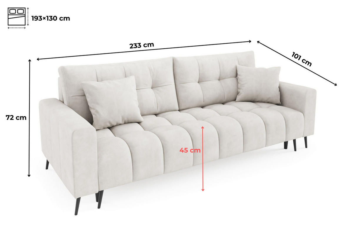SCHLAFSOFA - Sofa Forta - Schwarz (Amon 13) - Schwarz, Holz (233/72/101cm) - Möblo
