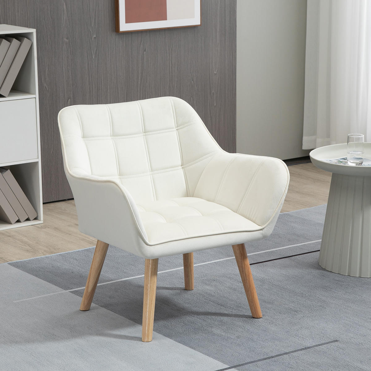 EINZELSESSEL, Relaxsessel, Sessel, Creme - Creme, Kunststoff (62/72.5/64cm) - HOMCOM