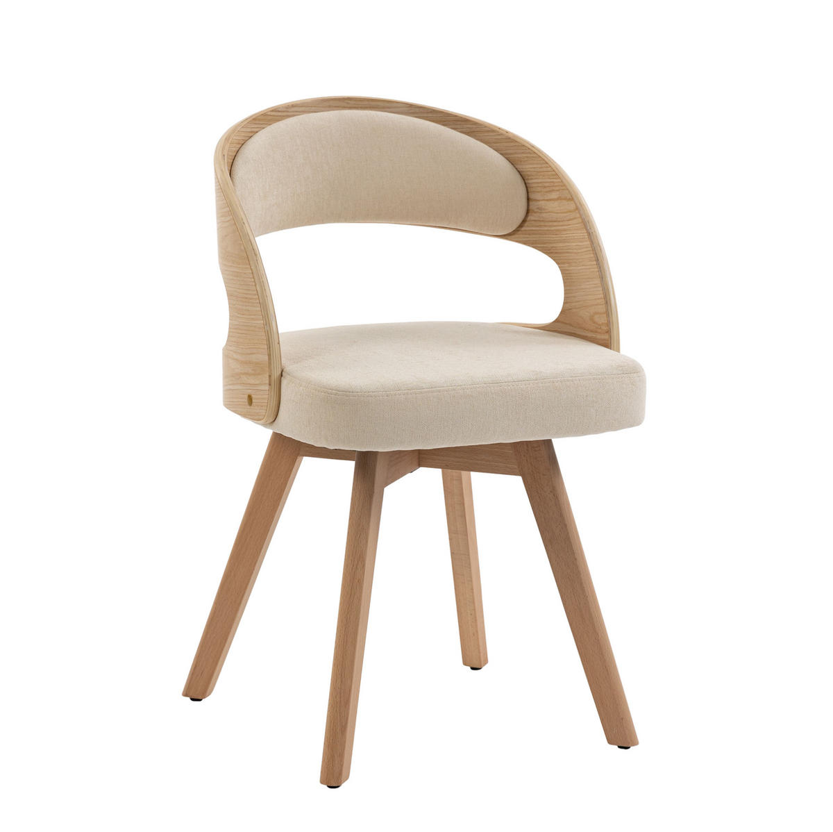 ESSZIMMERSTUHL 2er-Set drehbar 44 x 41 x 75 cm Beige Leinen - Beige, Holz (44/72/41cm) - Meubliv
