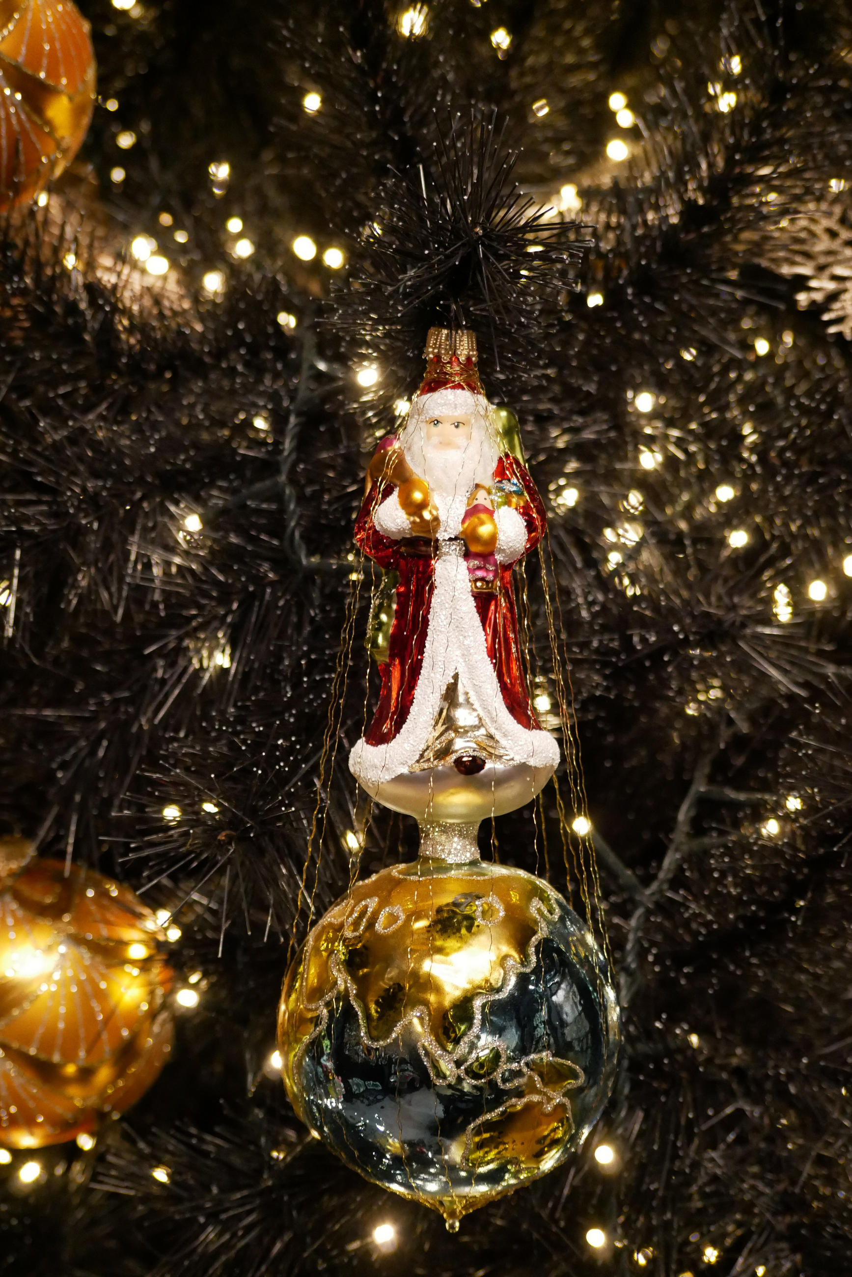 CHRISTBAUMSCHMUCK Nostalgie Santa Umsponnen Mehrfarbig 22cm (Glas / 1 Stk.) - Multicolor, Glas (8/22/8cm) - Krebs Glas Lauscha