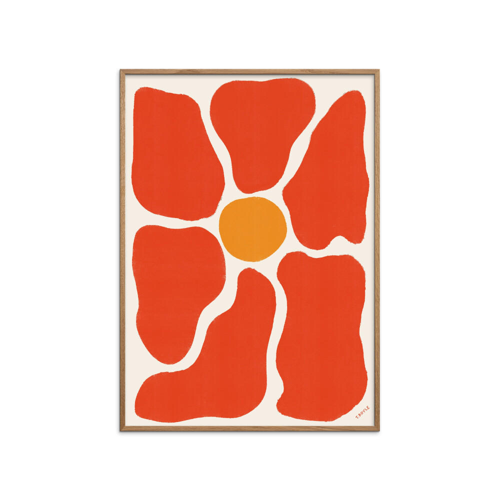 POSTER mit Rahmen Tara Royle - Flower - Eichefarben/Rot, Holz/Papier (30/40cm) - Poster&Frame