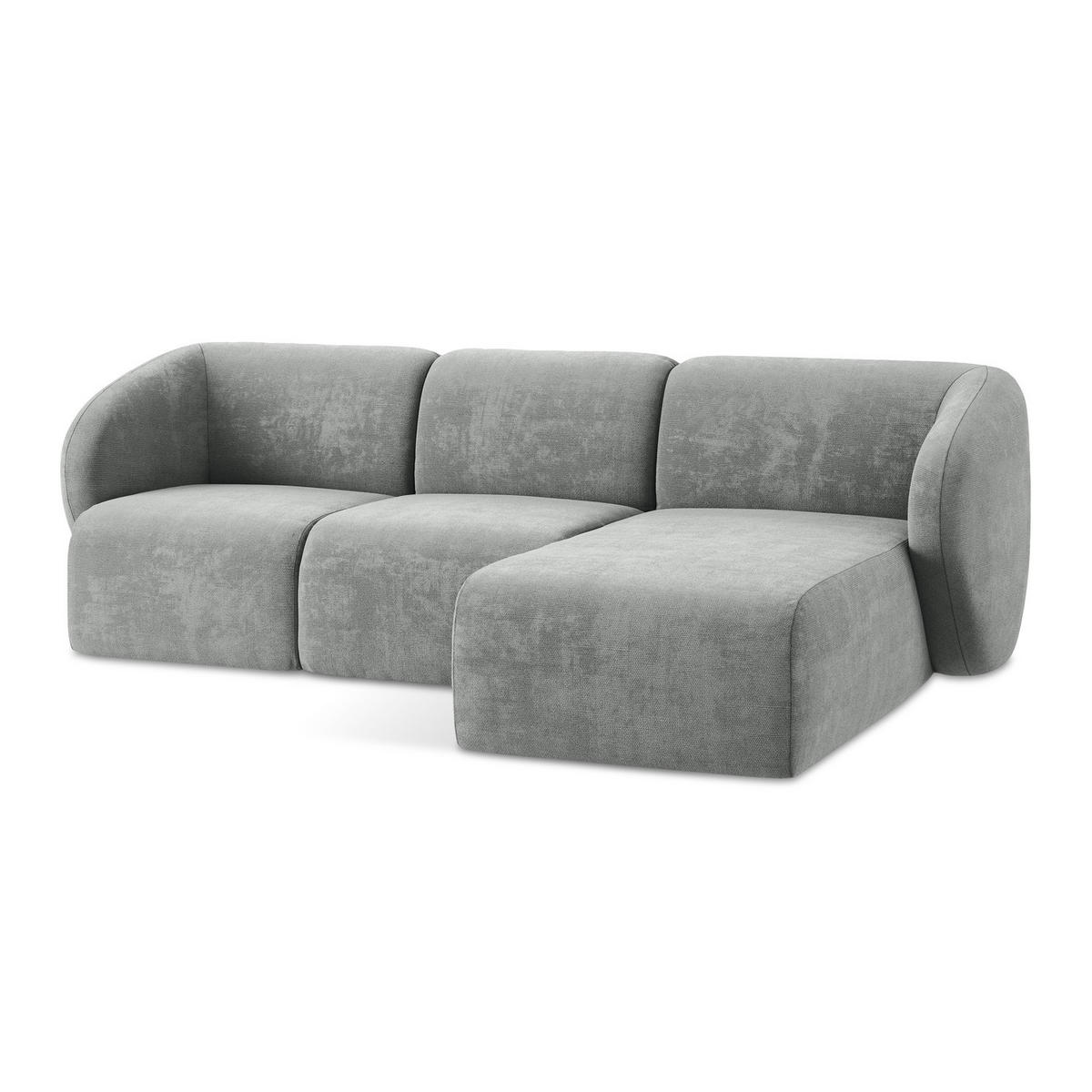 ECKSOFA Rechts Chenille Stoff Grau - Schwarz/Grau, Holzwerkstoff/Kunststoff (248/166cm) - LaMiaSofa