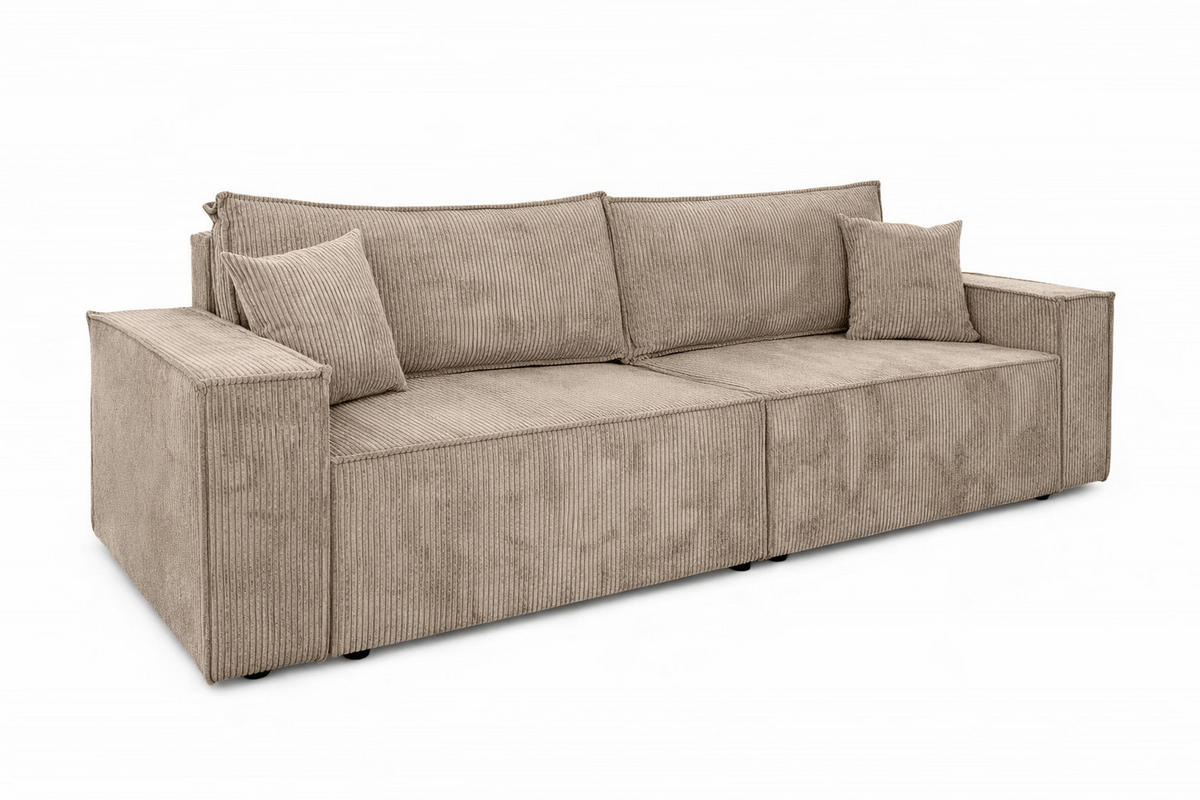 SOFA Mit Schlaffunktion Und Bettkasten, Cordstoff Poso, Dunkelbeige, BEST SCORNER - Beige, Holz (245/83/90cm) - Kaiser Möbel