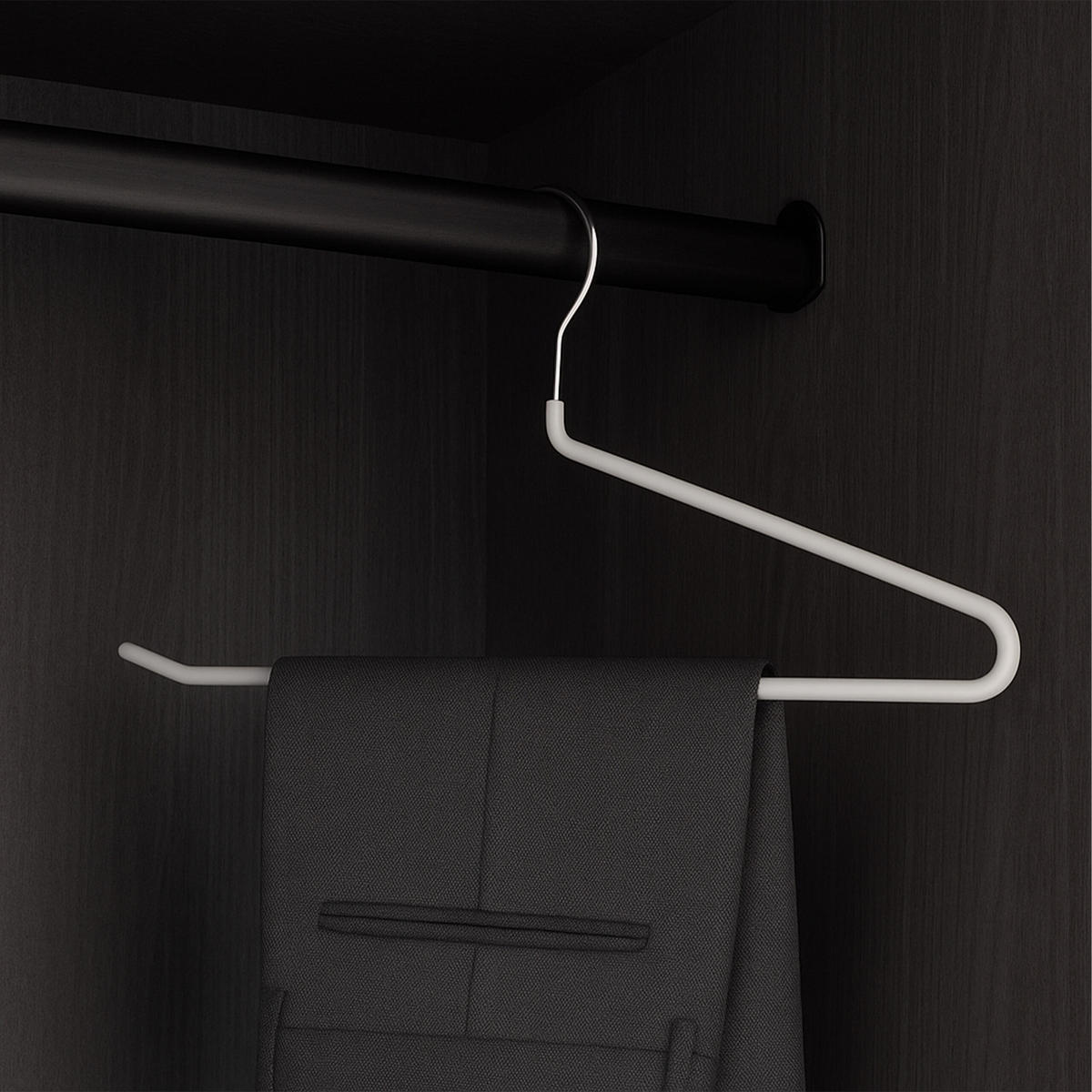 SET obešalnikov za hlače - bela, kovina/umetna masa (35/17.5/0.5cm) - Relaxdays