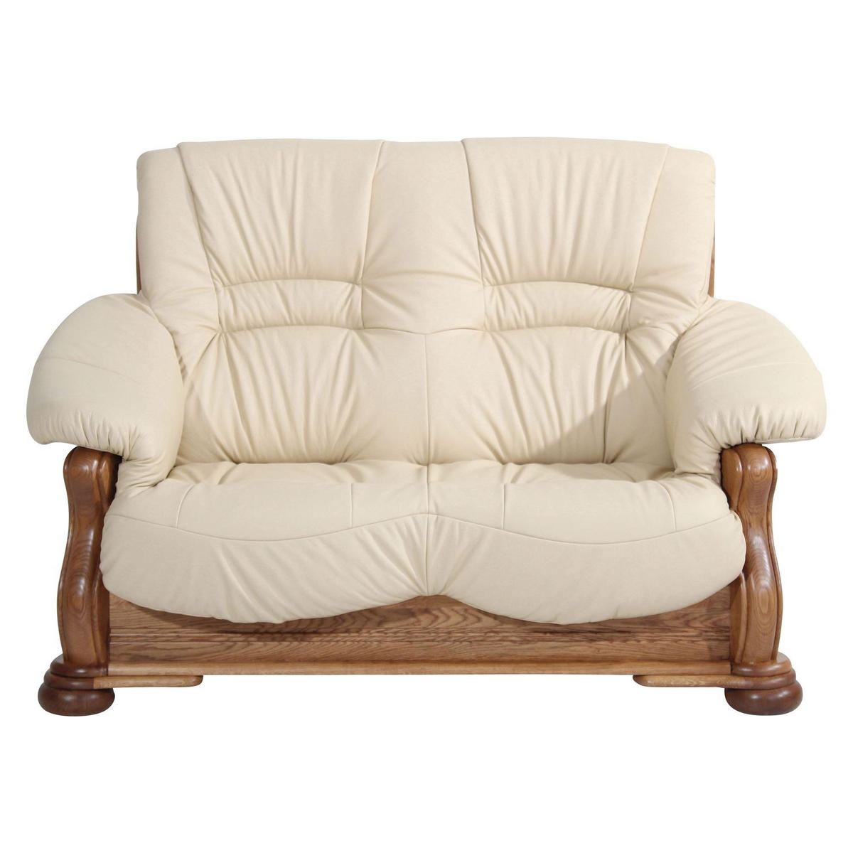 SOFA 2-Sitzer Katlin Bezug Echtleder Eiche rustikal P43 / beige - Weiß, Leder (148/95/95cm) - 58aufmkessel