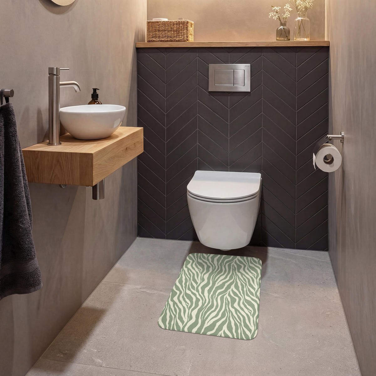 WC PŘEDLOŽKA Zebra - Motiv - zelená 40x60 cm - šalvějově zelená, textil/plast (40/1cm) - OnlyWow