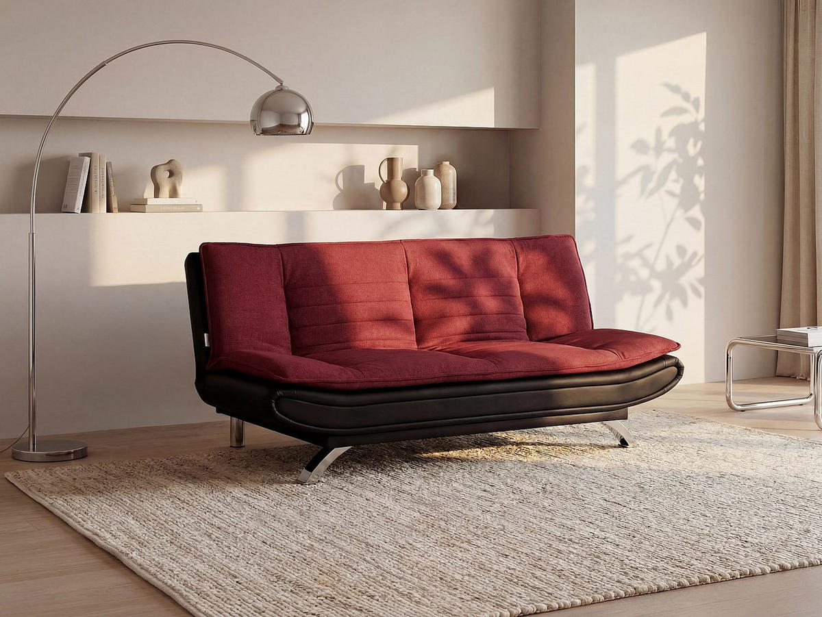 SCHLAFSOFA - 3 Personen - stoff - schwarz, rot Demido - Rot/Schwarz, Textil (176/84/86cm) - Vente-Unique
